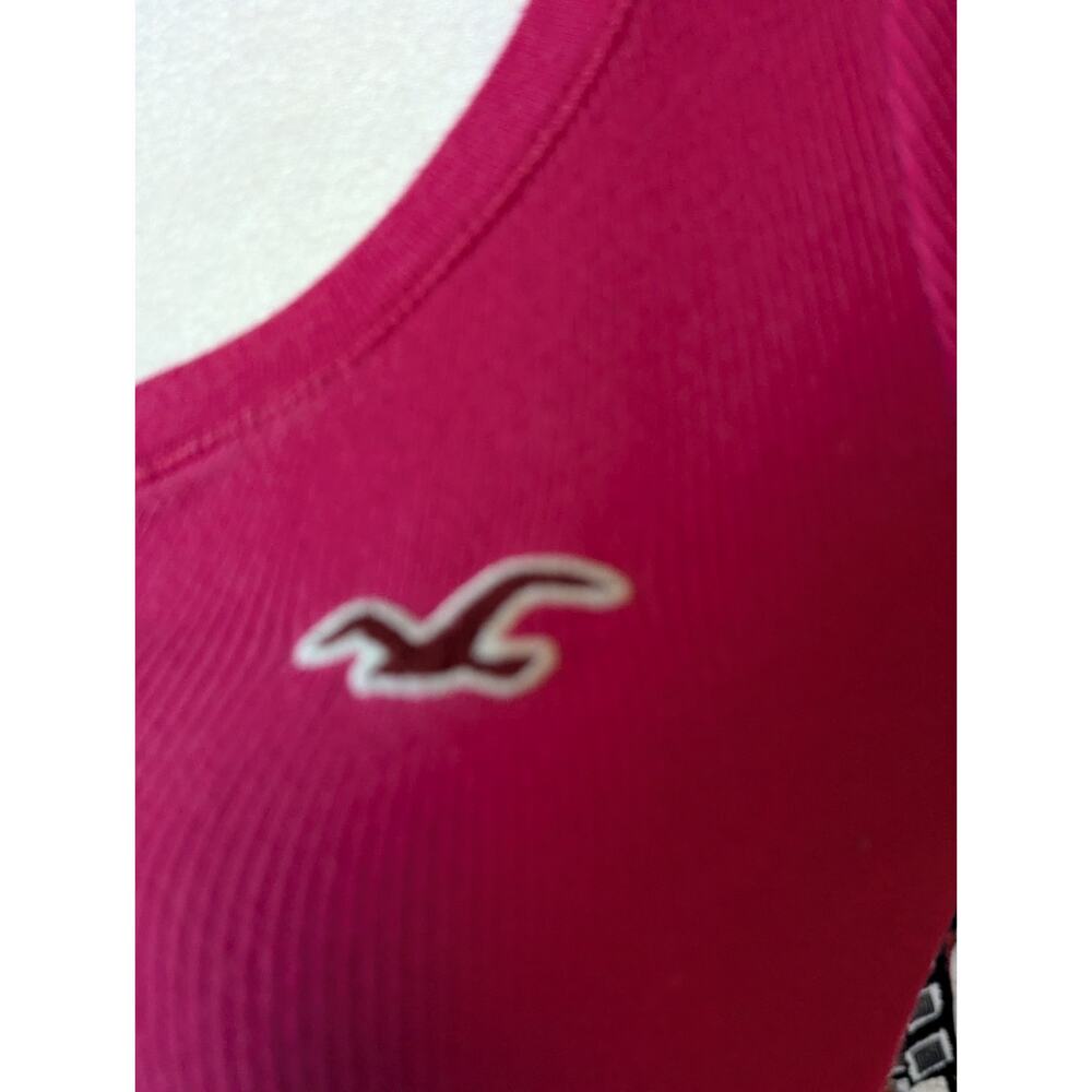 Vtg Hollister Henley Top Y2K Fitted Pink Magenta Ribbed Women Xs Elena Gilbert - Picture 5 of 6